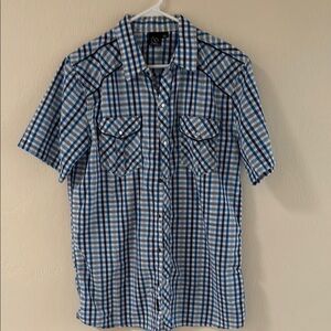 Burnside Blue and White Casual Button Down Shirt